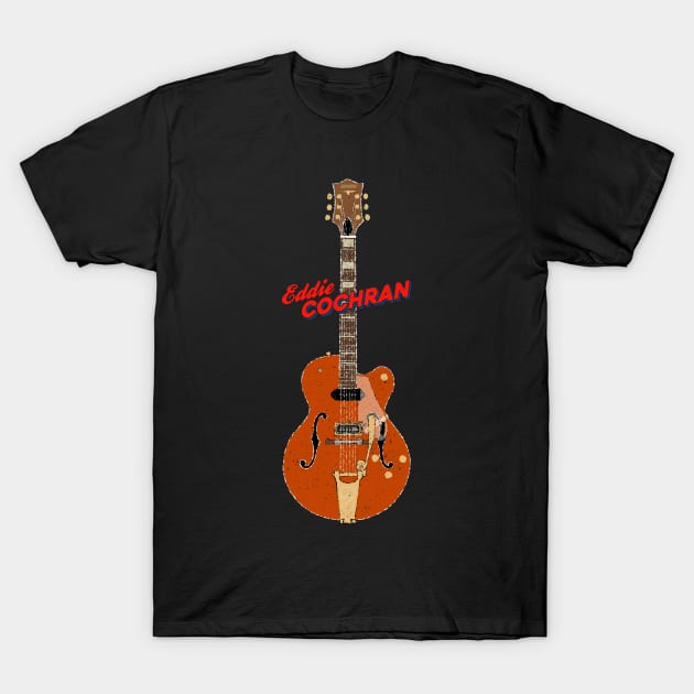 Eddie Cochran Electric Guitar T-Shirt by Daniel Cash Guitar